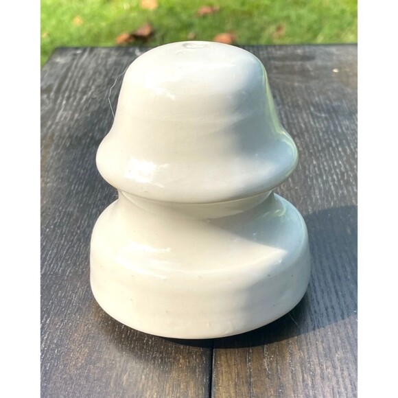 Vintage Westinghouse White Porcelain Spool Insulator "W" Logo w/ Wooden Post - Picture 5 of 8
